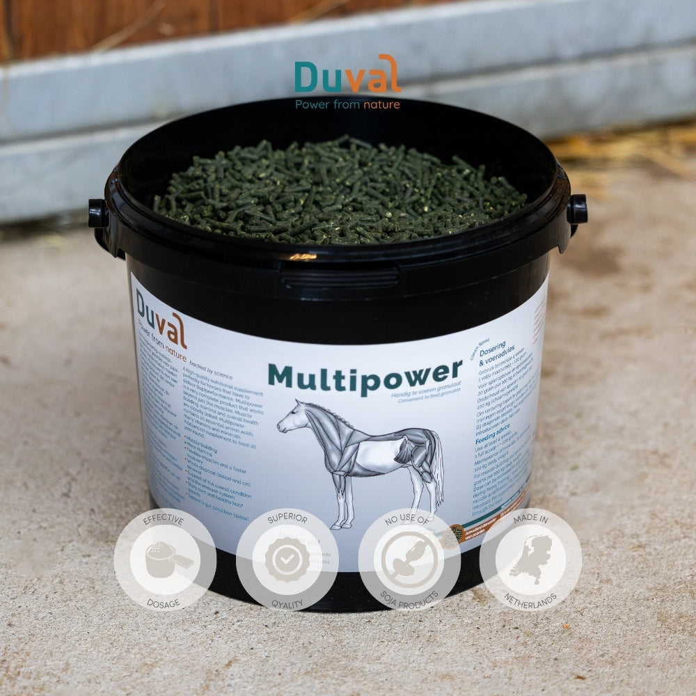 Duval MultiPower emmer – plantaardige eiwitten en aminozuren voor spieropbouw, uithoudingsvermogen en herstel van paarden